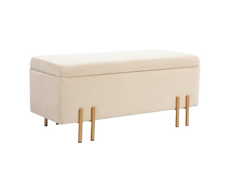  Banc coffre 100x40x42 cm avec rangement bois beige  - Conforama A