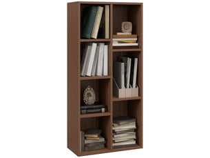 Bibliothèque cubique en bois avec 7 étagères de tailles différentes, 50 x 24 x 106 cm, couleur noyer