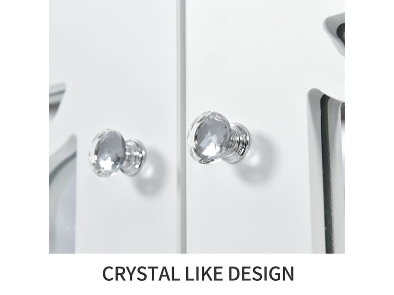 Buffet 4 portes avec étagère réglable pour salon en mdf 160×40×84 cm blanc fini miroir - Conforama C