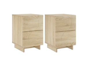 Table de chevet - cabinet de chevet - table de nuit 2 pièces chêne sonoma 33,5 x 34,5 x 50 cm