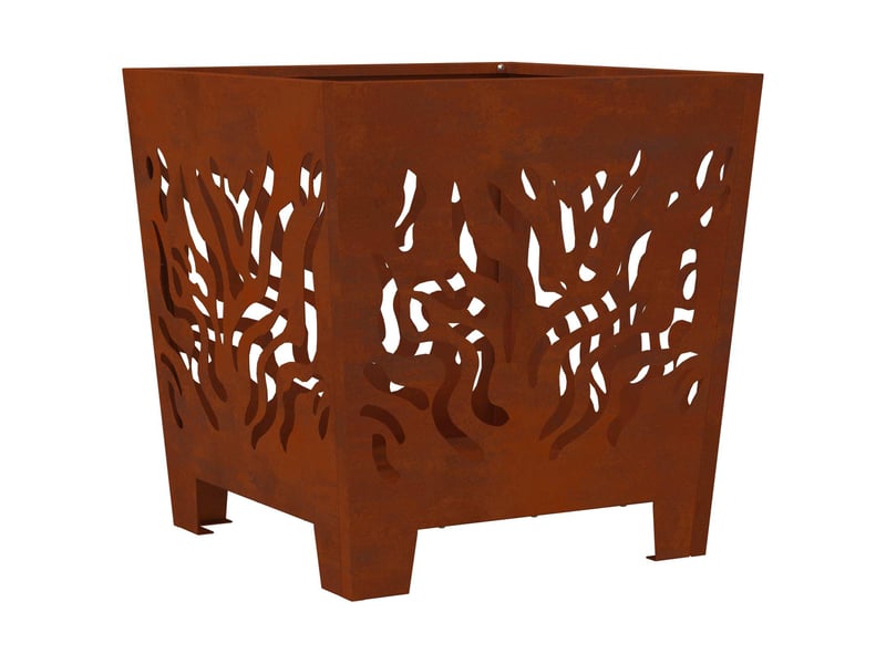  Brasero exterieur, foyer camping marron 40x40x40 cm acier patiné  - Conforama A