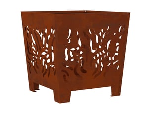Brasero exterieur, foyer camping marron 40x40x40 cm acier patiné
