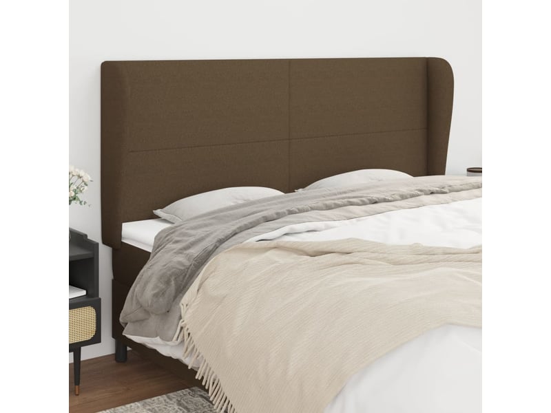  Tête de lit, décoration murale avec oreilles marron foncé 163x23x118128 cm tissu shl64495  - Conforama B