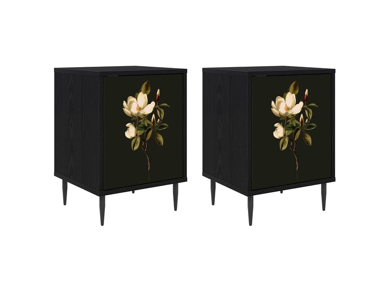  Table de chevet - cabinet de chevet - table de nuit bremen 2 pc chêne noir 36 x 33 x 51 cm  - Conforama A
