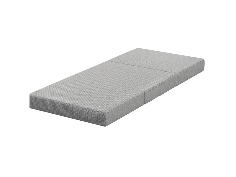 Matelas pliant 1 place 90x200x15 cm – gris clair – mousse à mémoire de forme gel, housse lavable - Conforama A