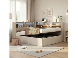 Lit banquette 140x190 cm <strong>MODFU</strong>  <strong></strong> coloris beige