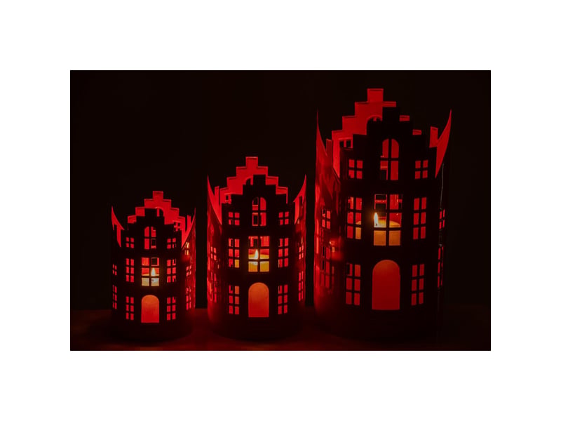  Lot de 3 photophores maison simon 35cm orange  - Conforama C