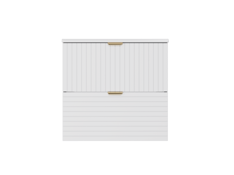 Meuble sous vasque suspendu blanc 61 cm avec vasque en céramique et 2 tiroirs à fermeture douce, style design - Conforama A