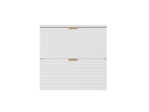 Meuble sous vasque suspendu blanc 61 cm avec vasque en céramique et 2 tiroirs à fermeture douce, style design