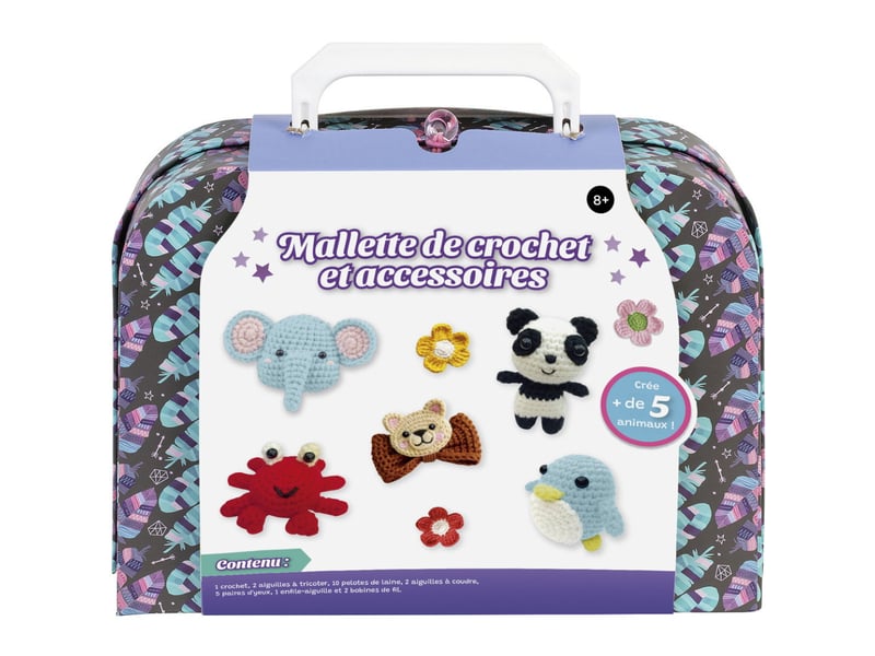  Kit crochet en etui pour 5 animaux age 8+ avec crochets et pelotes A2602476 - Conforama A
