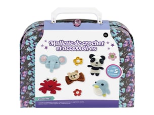 Kit crochet en etui pour 5 animaux age 8+ avec crochets et pelotes
