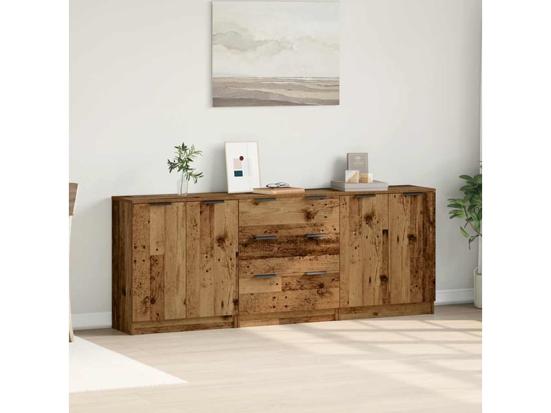 Buffets 3 pcs - bahut - meuble de rangement vieux bois 60x30x70 cm bois d'ingénierie  - Conforama C