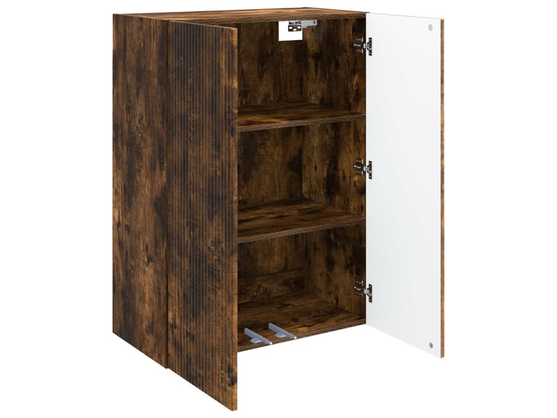  Armoire murale salon 66x34,5x90cm bois d'ingénierie chêne fumé shl6226  - Conforama C
