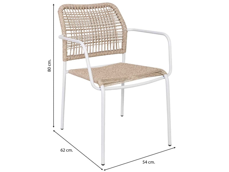  Chaise en métal avec corde marron 54x62x80 cm h  - Conforama C