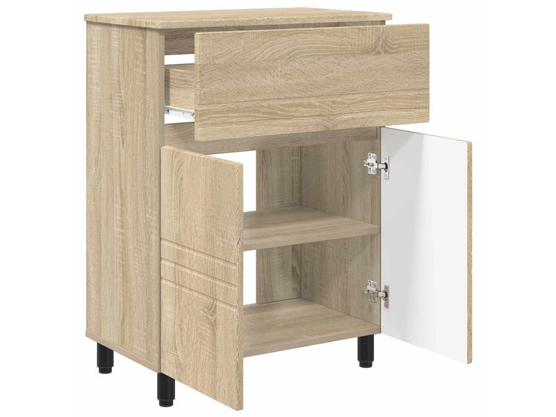  Unité de vanité de salle de bain, meuble de rangement chêne sonoma 60x35x80 cm  - Conforama D
