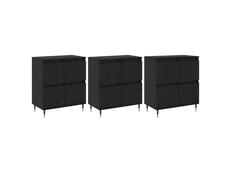  Lot de 3 armoires de rangement modernes avec grand espace de stockage 60 x 35 x 70 cm en bois d'ingénierie chêne noir 02_0056039  - Conforama A