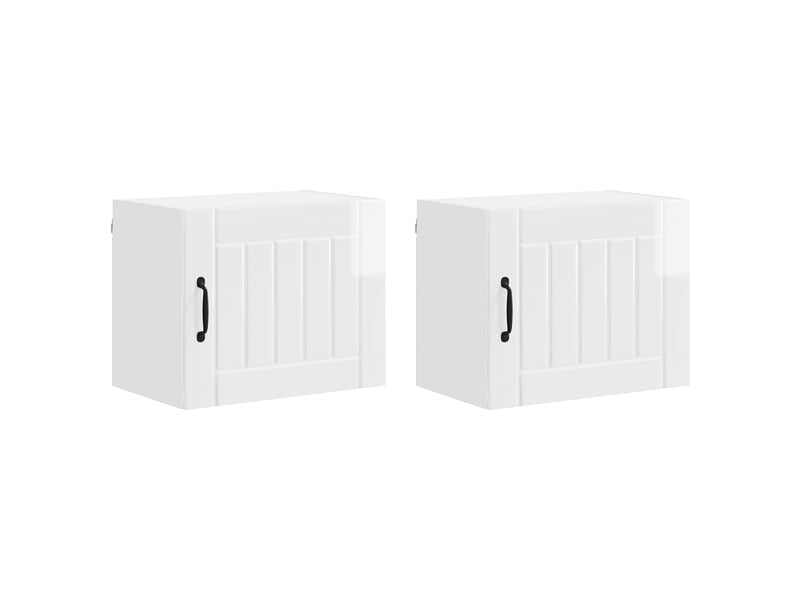 Meuble mural de cuisine, armoire de cuisine 2 pcs blanc brillant bois d'ingénierie shl9099 - Conforama A
