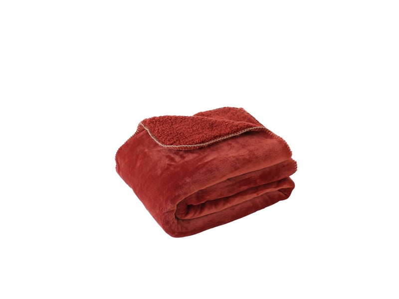  Plaid effet fourrure en flanelle sherlock 300 g,m² 125x150 cm – finition surjet - 125x150cm - terre cuite  - Conforama B