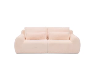 Canapé droit fixe ULTRA  2 places Tissu rose avec coffre de rangement