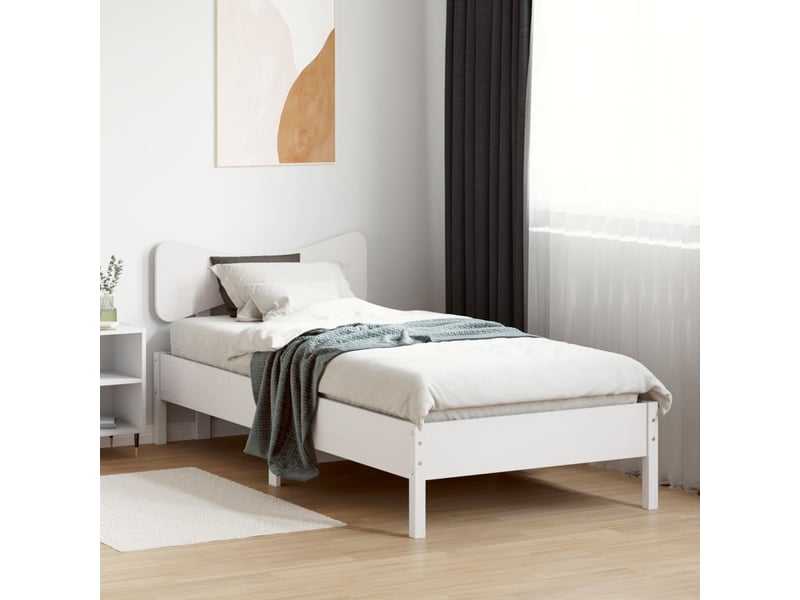  Lit simple- lit adulte -  cadre de lit sans matelas blanc 100x200 cm bois de pin massif  - Conforama B