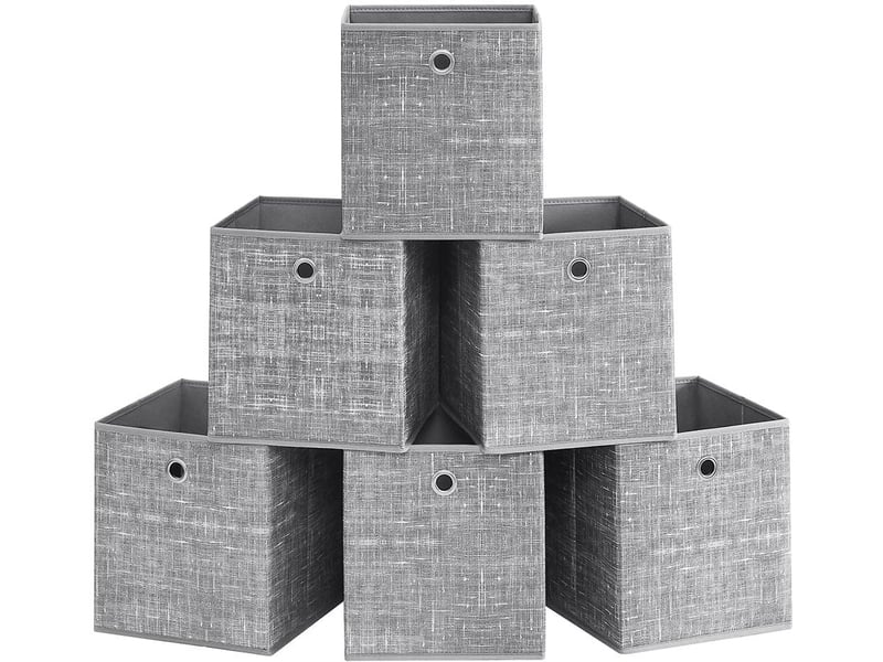  Lot de 6 boîtes de rangement pliables 30 x 30 x 30 cm pour jouets vêtements style épuré en tissu non-tissé noir 12_0010945  - Conforama A