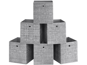 Lot de 6 boîtes de rangement pliables 30 x 30 x 30 cm pour jouets vêtements style épuré en tissu non-tissé noir 12_0010945