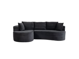 Canapé droit compressé fixe ULEVR  3 places Velours côtelé gris foncé