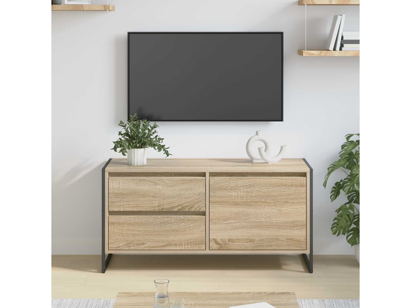  Meuble tv - banc tv - meuble de rangement 100 x 36 x 49.5 cm sonoma bois d'ingénierie  - Conforama B