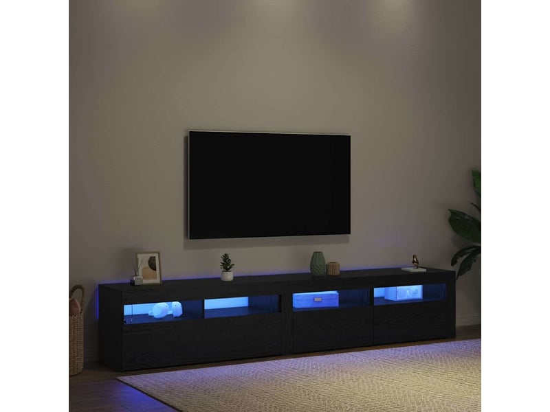 Meuble tv - banc tv - meuble de rangement 2 pcs chêne noir bois d'ingénierie - Conforama E