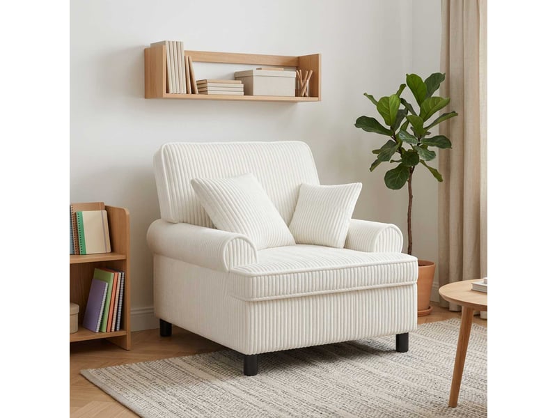  Vidaxl fauteuil xl avec coussins crème tissu à 1,5 lignes  - Conforama B