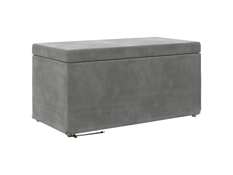  Tabouret bas, ottoman gris foncé 81x41x40 cm velours et bois composite  - Conforama A
