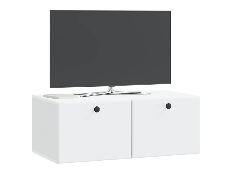  Meuble tv - banc tv - meuble de rangement mural 78,5 x 41 x 30 cm blanc bois d'ingénierie  - Conforama C