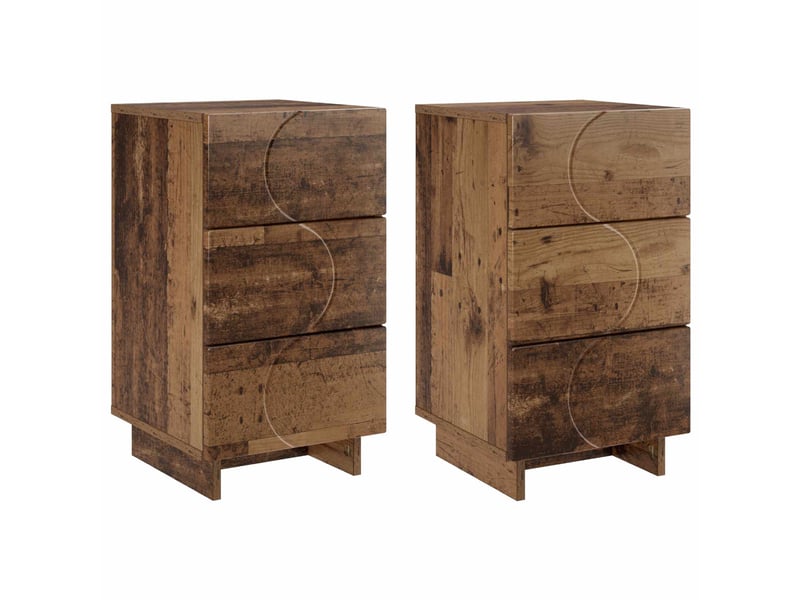  Table de chevet - cabinet de chevet - table de nuit 2 pièces bois ancien 33,5 x 34,5 x 60 cm  - Conforama A