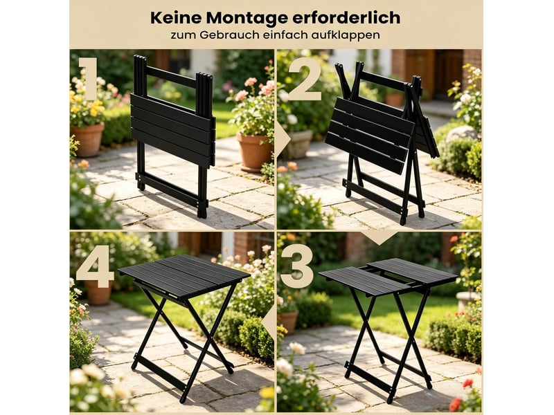  Table de camping pliante en aluminium noir 50,5 x 47 x 59,5 cm, portable pour jardin, plage et marché  - Conforama D