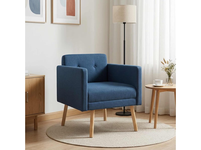  Vidaxl fauteuil d'appoint bleu tissu  - Conforama B