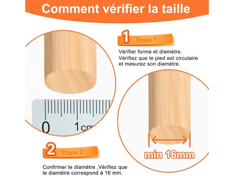  Set de 42 patins coulissants ronds en ptfe téflon de 16 mm avec clous, supports pour meubles lourds sur sols lisses et tapis.  - Conforama D