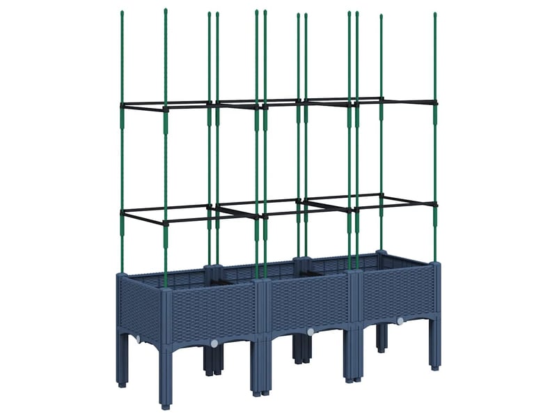  Jardinière - bac à fleurs avec treillis bleu gris 120x40x142,5 cm pp  - Conforama E