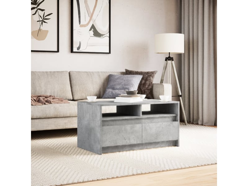  Table basse - table de salon - table à thé avec lumières led gris béton bois d'ingénierie  - Conforama D