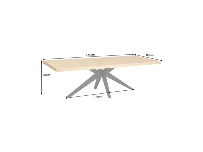Table de salle à manger azma – mdf placage chêne et métal – 240 cm – style moderne - Conforama C