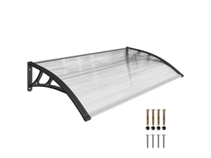 Auvent pour porte d'entréefenêtre, résistant aux intempéries, transparent, tiges de connexion en aluminiumpolycarbonate, 110 x 60 x 18 cm