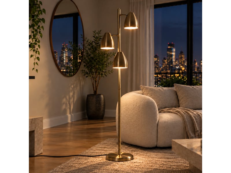  Lampadaire 3 spots orientables en métal effet laiton doré faustine  - Conforama B