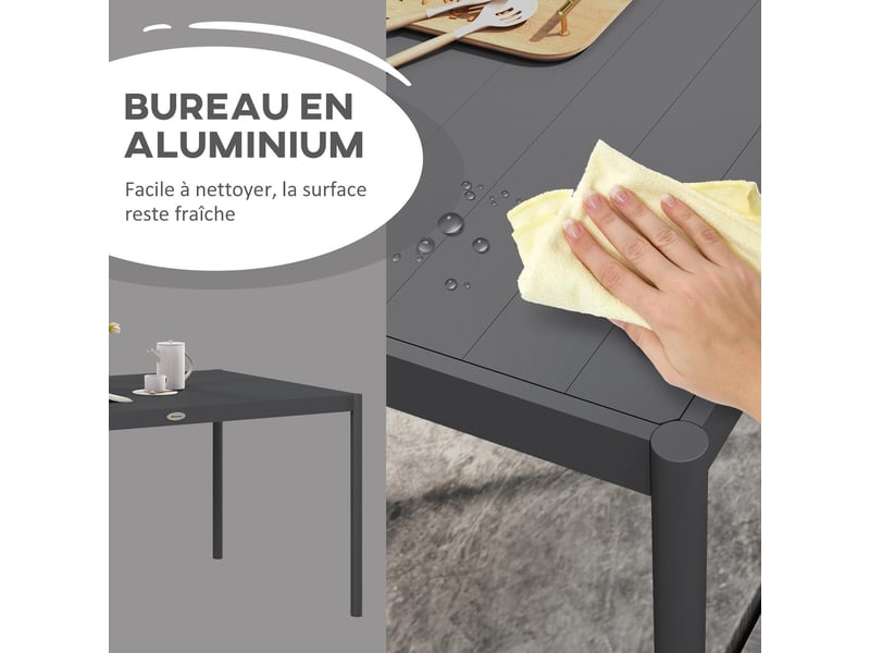  Table de jardin rectangulaire 6 personnes aluminium gris 145 x 90 x 74 cm  - Conforama E