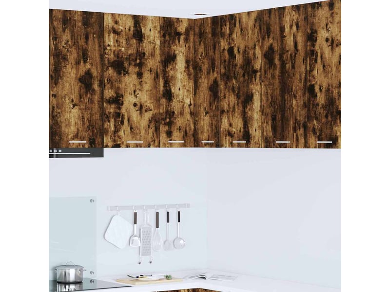 Meuble de rangement cuisine, armoire suspendue chêne fumé et blanc 57x57x80cm - Conforama B