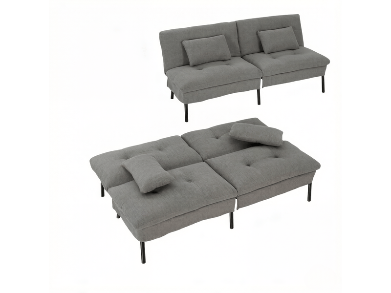  Canapé-lit 2 places convertible moderne gris clair, dossier réglable 5 positions, confortable  - Conforama A