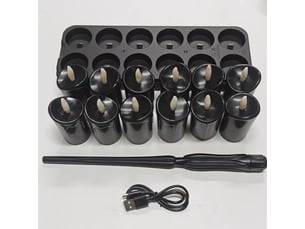 Lot de 12 bougies chauffe-plat led rechargeables sans flamme avec télécommande, minuterie et base de charge, décoration halloween, baguette magique, noir