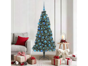 Sapin de noël, arbre de noël artificiel pré-éclairé avec ensemble de boules shl299