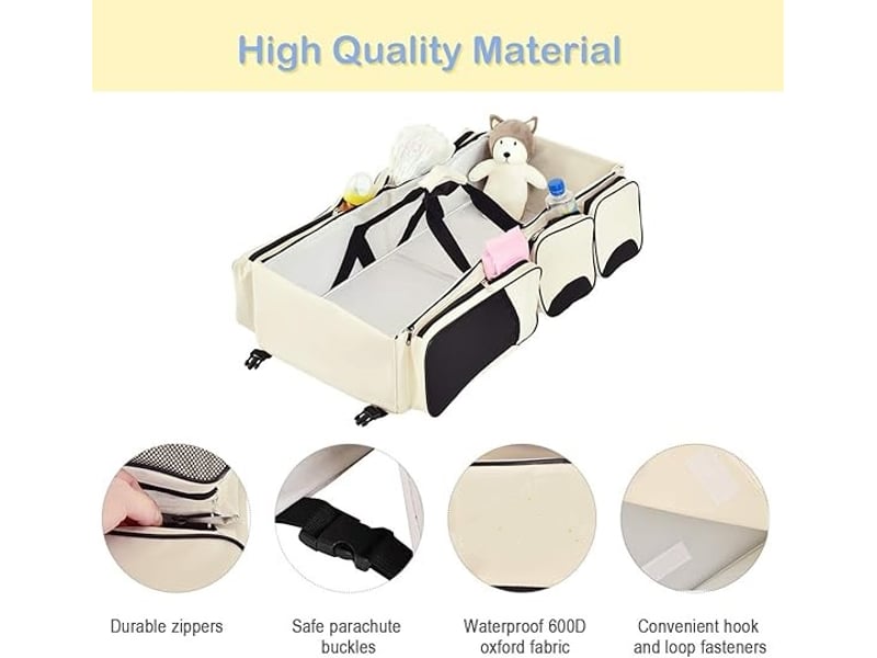 Sac à langer 3 en 1 avec matelas et sangles pour poussette – beige, portable bébé - Conforama D