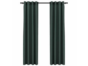 Lot de 2 rideaux occultants, rideaux black-out aspect lin avec œillets vert 140x245cm cf44530
