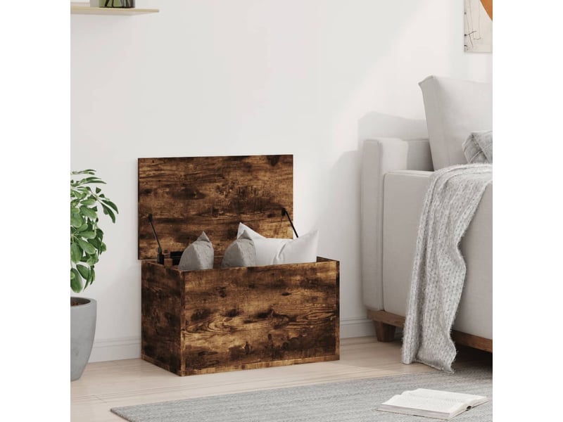  Boîte de rangement, coffre de rangement chêne fumé 60x35x35 cm bois d'ingénierie  - Conforama C