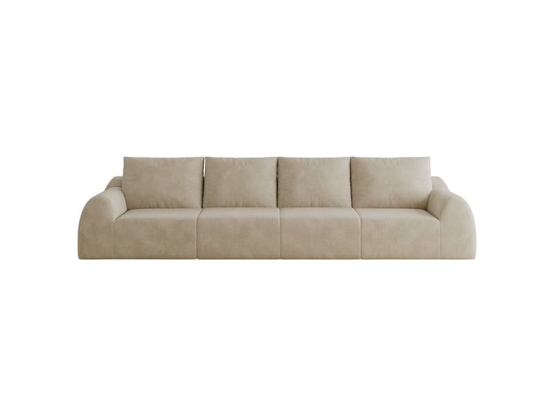 Canapé droit 4 places, canapé compressé en chenille, 324 x 95 x 85cm, mousse haute élasticité, kaki - Conforama A